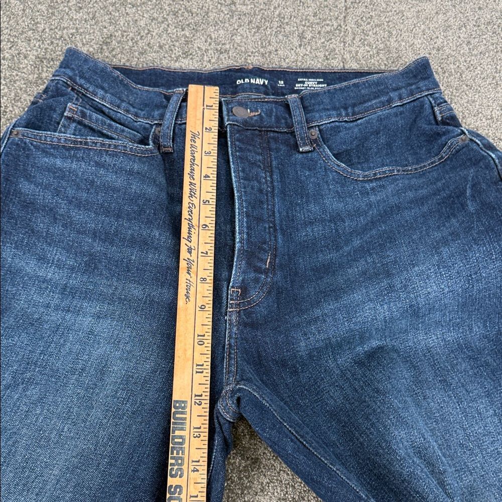 Old Navy Jeans Wm 12 Tall Extra High Rise Curvy Ski Hi Straight Dark Wash Slim - Picture 10 of 13
